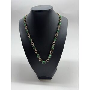 Anne Klein Gold Tone Green and Circle Crystal Stones 16"